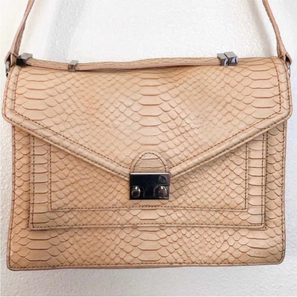 Loeffler Randall Nude Beige Python Embossed Satch… - image 4